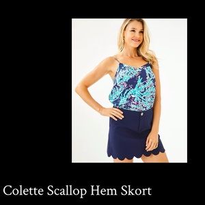 Lily Pulitzer Scallop Hem Skort size 16. Navy